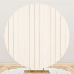 Aperturee - Round Simple White Wooden Birthday Party Backdrop