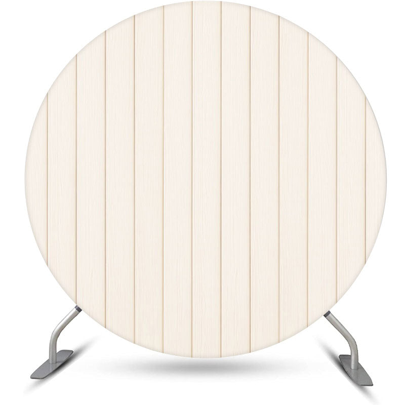 Aperturee - Round Simple White Wooden Birthday Party Backdrop