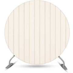 Aperturee - Round Simple White Wooden Birthday Party Backdrop