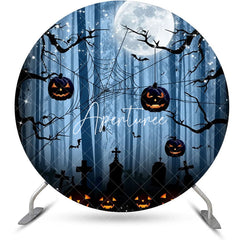 Aperturee - Round Spider Wab Moon Pumpkin Halloween Backdrop