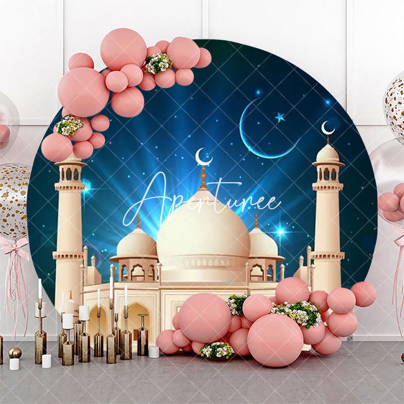 Aperturee - Round Starry Sky Beige Castle Eid Mubarak Backdrop