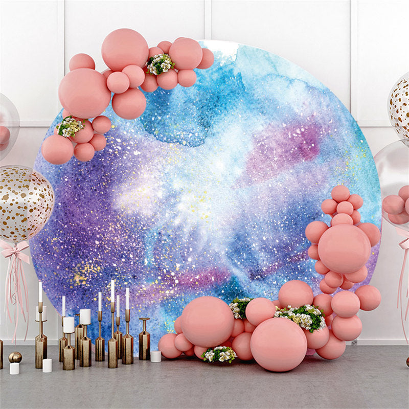 Aperturee Round Starry Sky Oil Painting Happy Birthday Backdrop