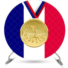 Aperturee - Round Stripe French Flag Gold Metal Sports Backdrop