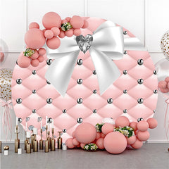 Aperturee Round Sweet Pink And White Diamond Big Bow Backdrop