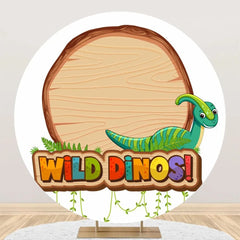 Aperturee - Round Tree Stump Wild Dinosaurs Backdrop For Party