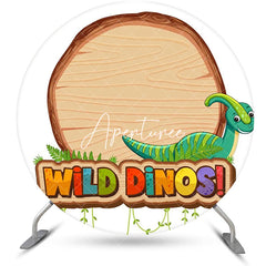 Aperturee - Round Tree Stump Wild Dinosaurs Backdrop For Party