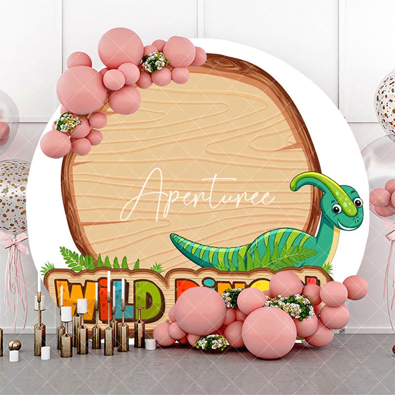 Aperturee - Round Tree Stump Wild Dinosaurs Backdrop For Party