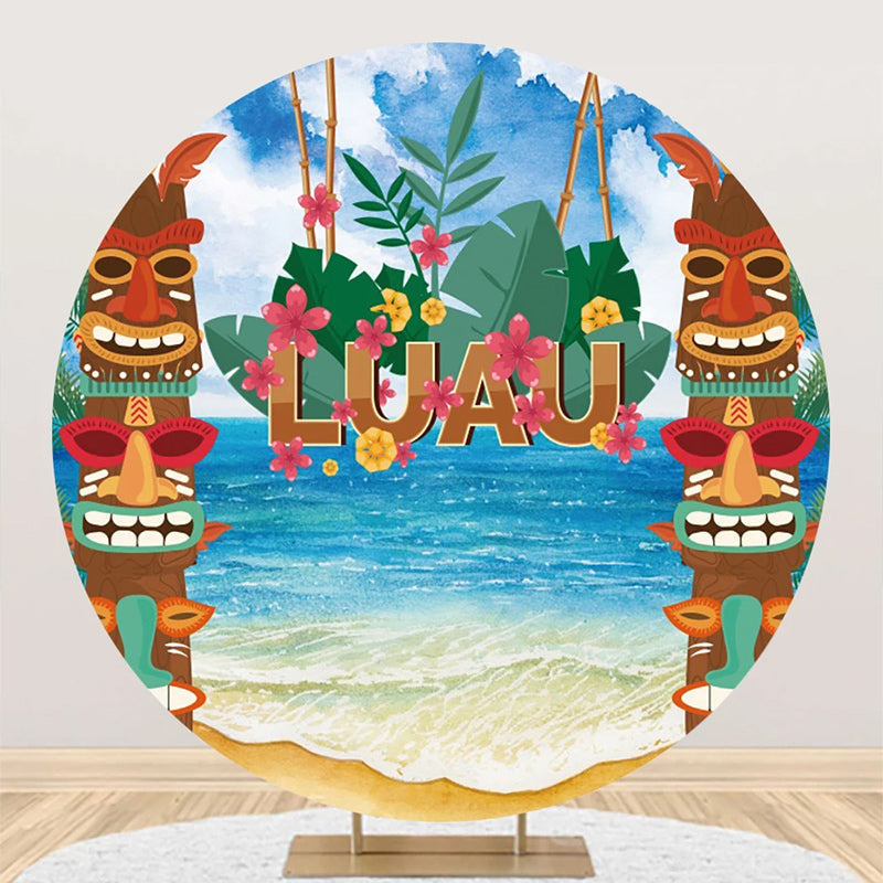 Aperturee - Round Tribal Totem Luau Hawaii Beach Party Backdrop