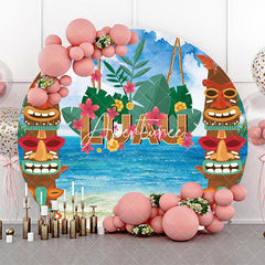 Aperturee - Round Tribal Totem Luau Hawaii Beach Party Backdrop