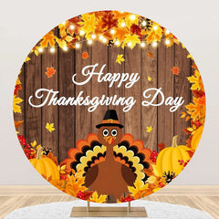 Aperturee - Round Turkey Pumpkin Maple Thanksgiving Day Backdrop