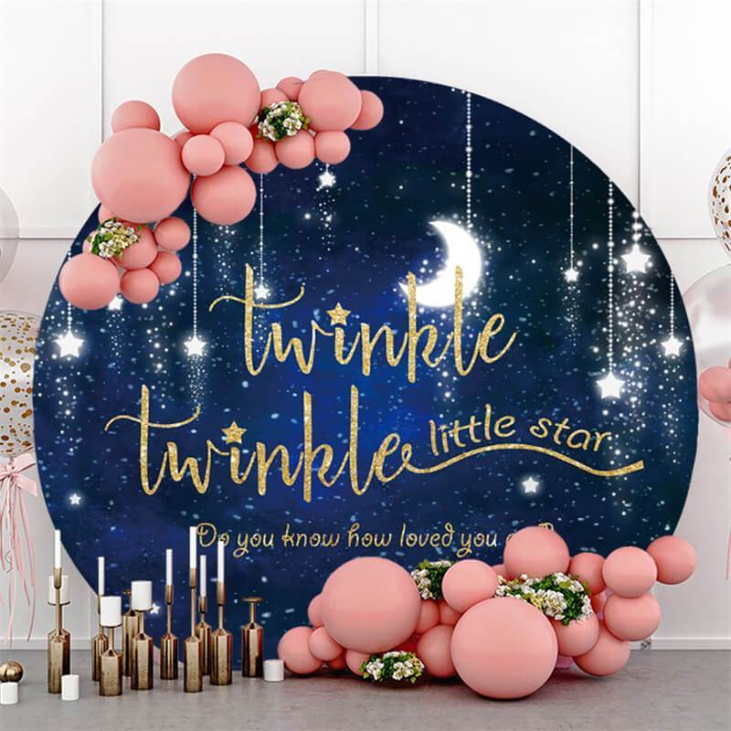 Aperturee Round Twinkle Little Star Baby Shower Backdrop