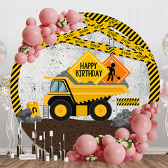 Aperturee - Round Under Construction Happy Birthday Backdrop