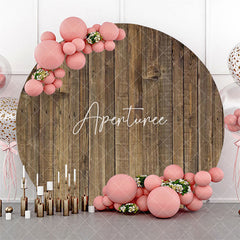 Aperturee - Round Vintage Vertical Plank Wood Birthday Backdrop