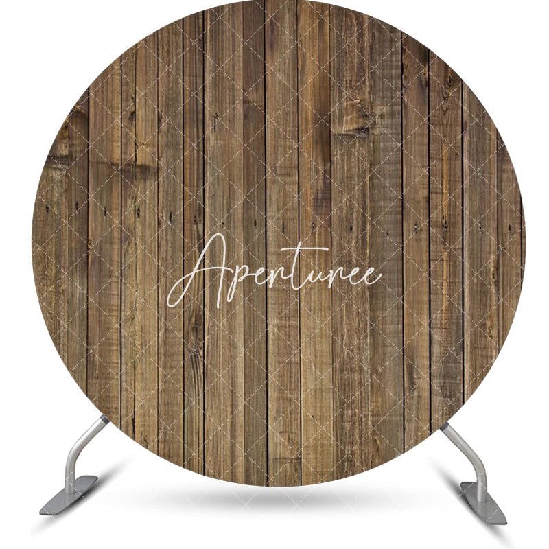 Aperturee - Round Vintage Vertical Plank Wood Birthday Backdrop