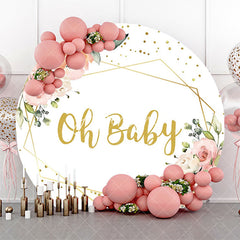 Aperturee - Round White Floral Oh Baby Gender Reveal Backdrop