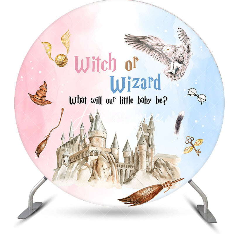 Aperturee - Round Witch Or Wizard Castle Baby Shower Backdrop