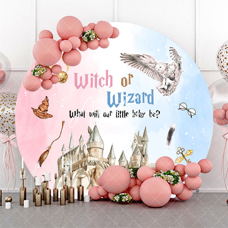 Aperturee - Round Witch Or Wizard Castle Baby Shower Backdrop