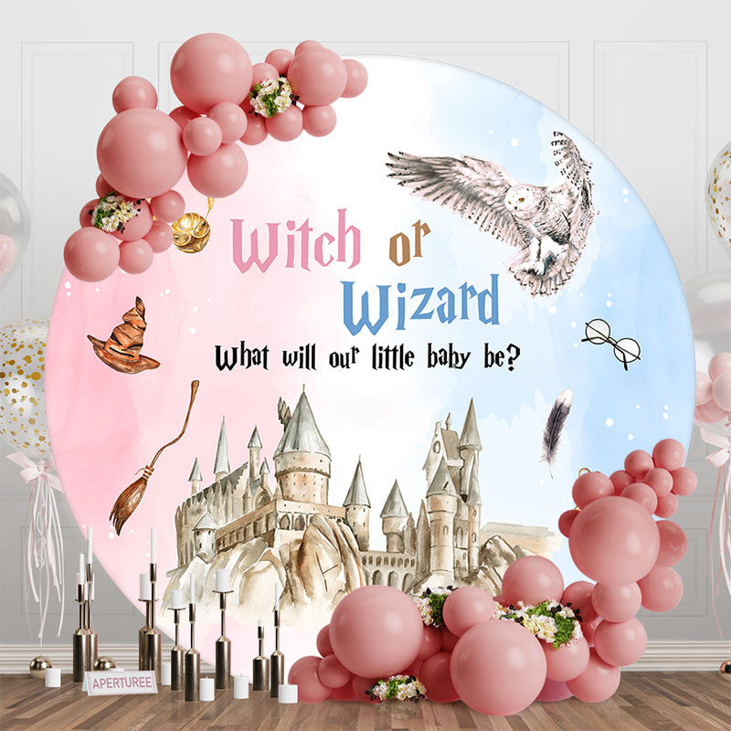 Aperturee - Round Witch Or Wizard Castle Baby Shower Backdrop