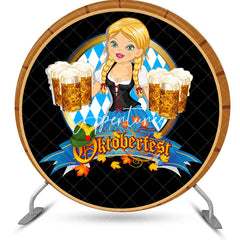 Aperturee - Round Wooden Wine Barrel Blonde Oktoberfest Backdrop