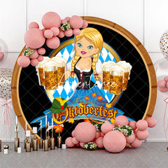 Aperturee - Round Wooden Wine Barrel Blonde Oktoberfest Backdrop