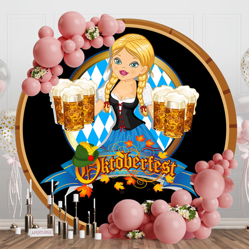 Aperturee - Round Wooden Wine Barrel Blonde Oktoberfest Backdrop