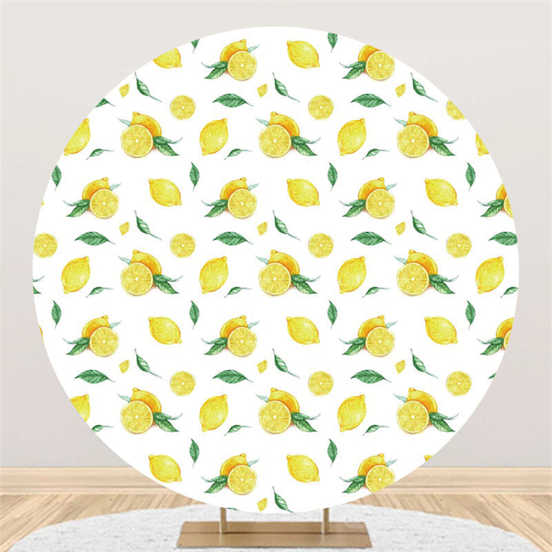 Aperturee Round Yellow Lemon Refreshing Happy Birthday Backdrop