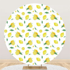 Aperturee Round Yellow Lemon Refreshing Happy Birthday Backdrop