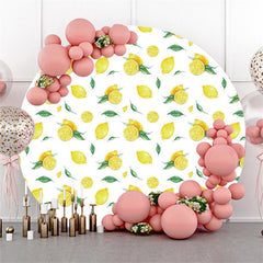 Aperturee Round Yellow Lemon Refreshing Happy Birthday Backdrop