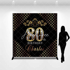 Aperturee - Royal Black Gold Diamonds 80th Birthday Backdrop