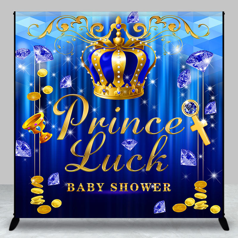 Aperturee - Royal Blue Diamond Crown Custom Baby Shower Backdrop