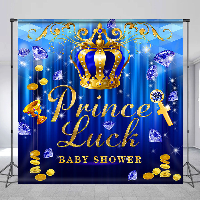 Aperturee - Royal Blue Diamond Crown Custom Baby Shower Backdrop