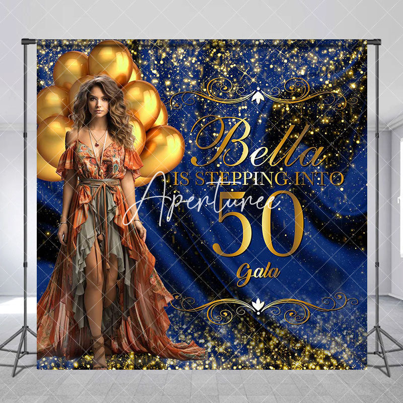 Aperturee - Royal Blue Gold Luxury Custom 50th Birthday Backdrop