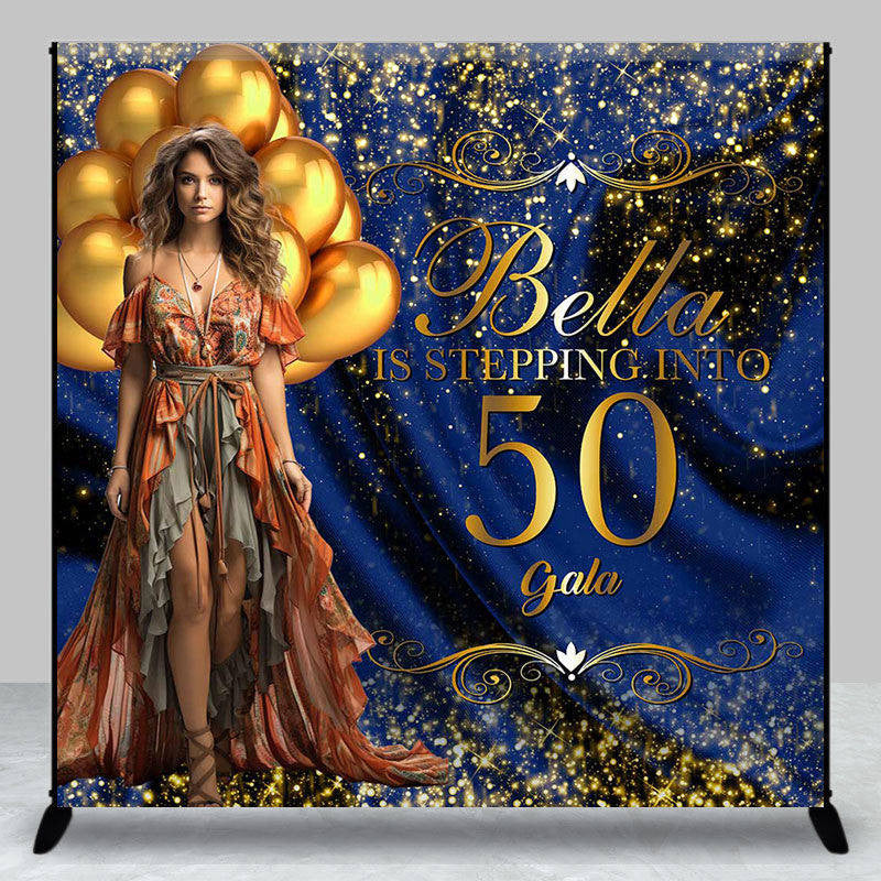 Aperturee - Royal Blue Gold Luxury Custom 50th Birthday Backdrop