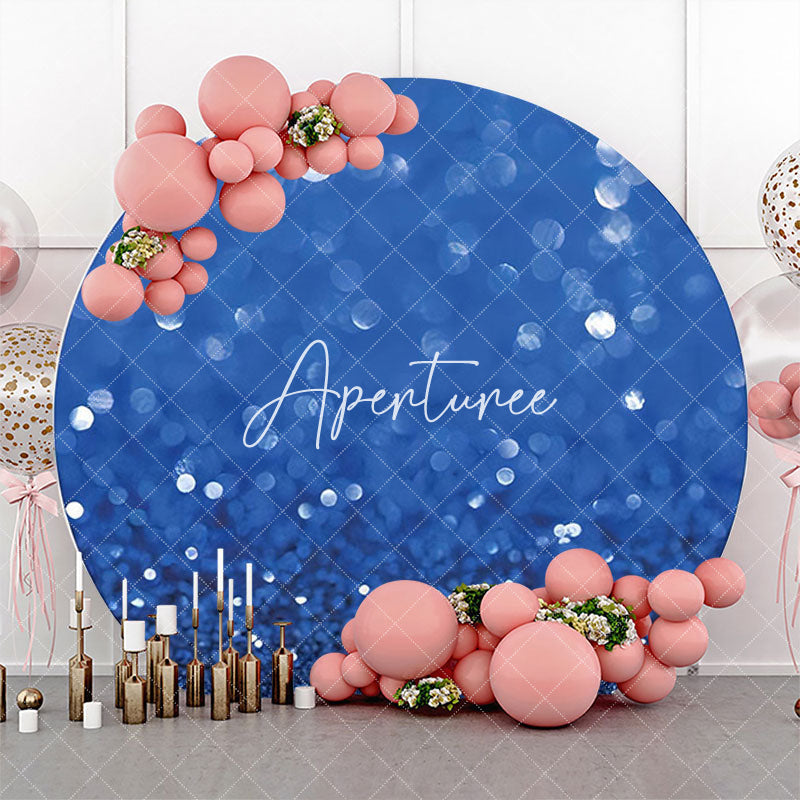 Aperturee - Royal Blue Sparkle Bokeh Solid Color Round Backdrop