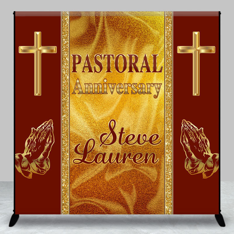 Aperturee - Royal Gold Red Custom Pastoral Anniversary Backdrop