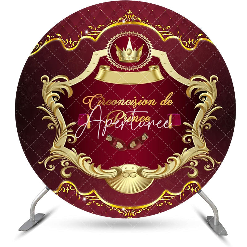 Aperturee - Royal Red Gold Circumcision De Prince Round Backdrop