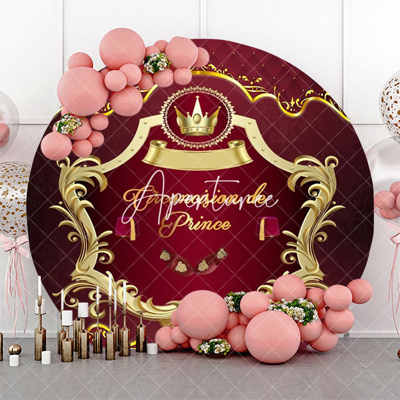 Aperturee - Royal Red Gold Circumcision De Prince Round Backdrop