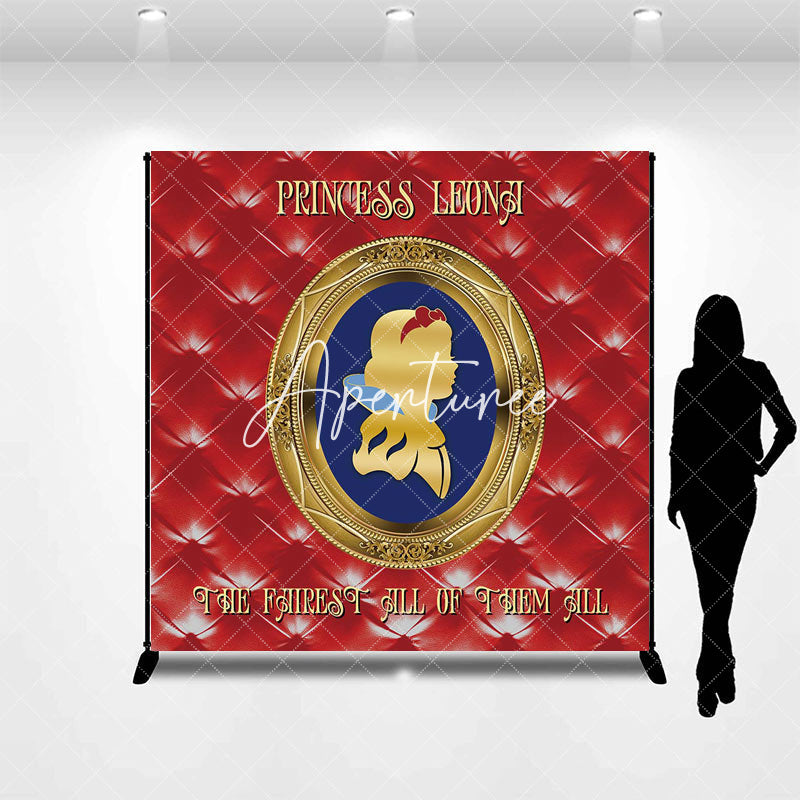 Aperturee - Royal Red Mirror Princess Custom Birthday Backdrop