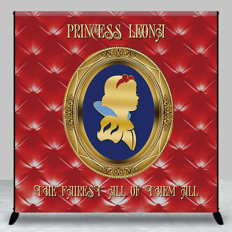 Aperturee - Royal Red Mirror Princess Custom Birthday Backdrop