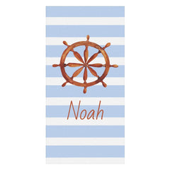 Aperturee - Rudder Anchor Sailing Style Stripe Custom Beach Towel