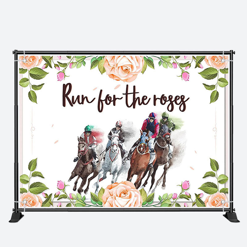 Aperturee - Run For Roses Floral White Kentucky Derby Backdrop