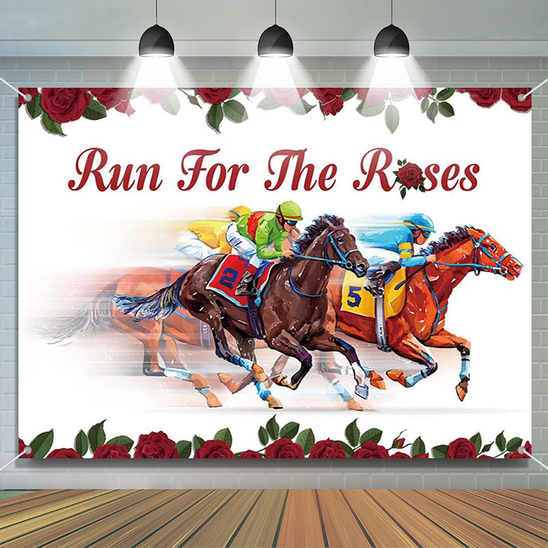 Aperturee - Run For Roses Horse White Kentucky Derby Backdrop