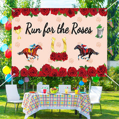 Aperturee - Run For Roses Horses Red Pink Kentucky Derby Backdrop