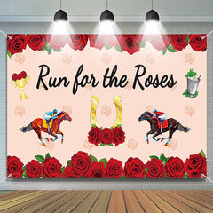 Aperturee - Run For Roses Horses Red Pink Kentucky Derby Backdrop