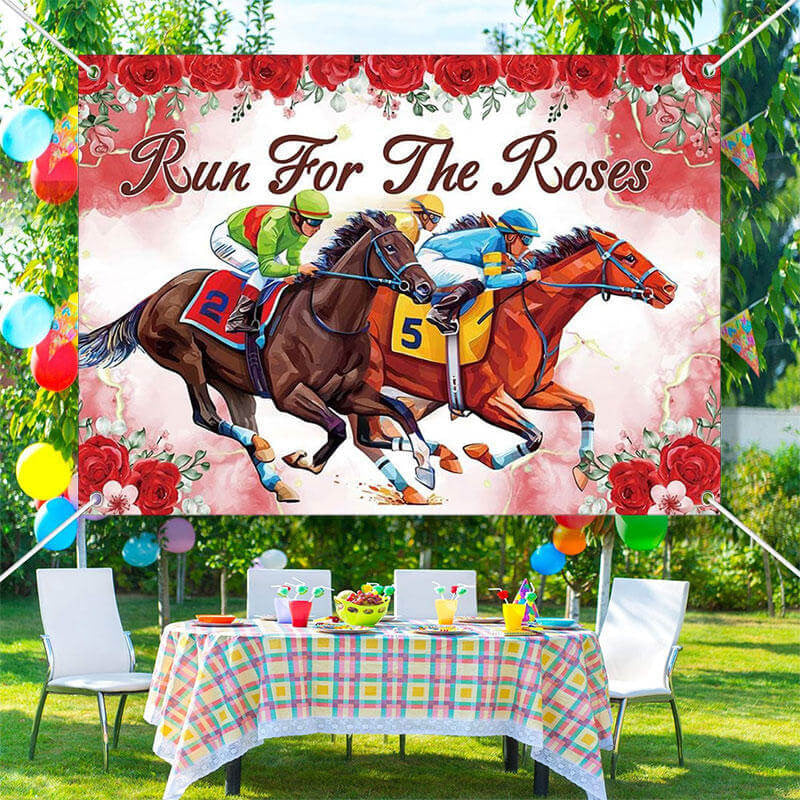 Aperturee - Run For Roses Red Horses Kentucky Derby Backdrop