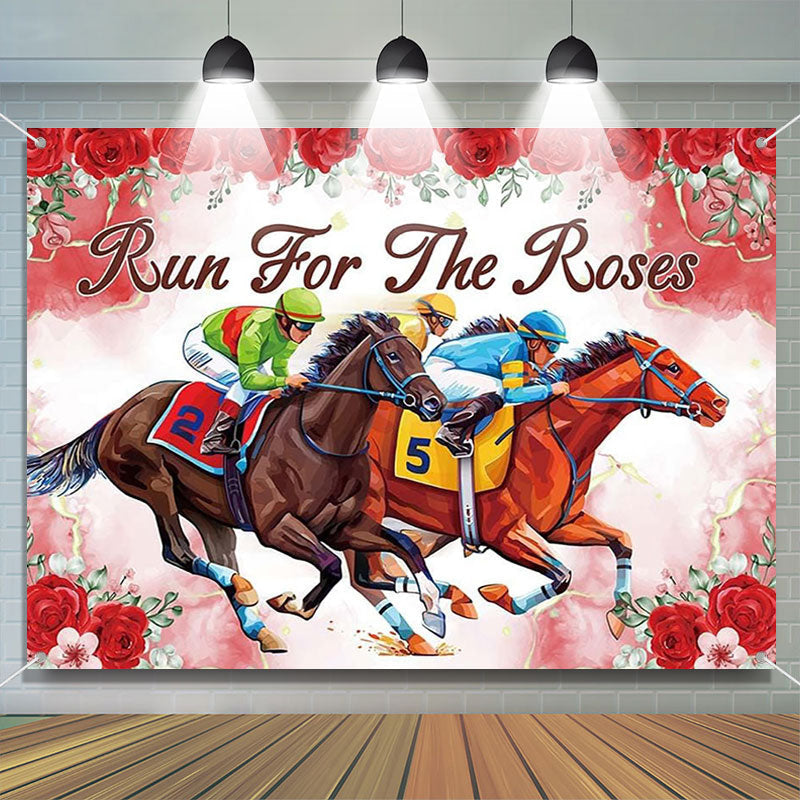 Aperturee - Run For Roses Red Horses Kentucky Derby Backdrop