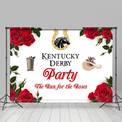 Aperturee - Run For Roses White Kentucky Derby Party Backdrop