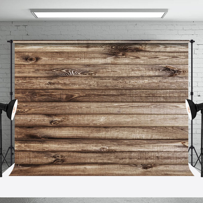 Aperturee - Rustic Brown Plank Wall Backdrop For Photography