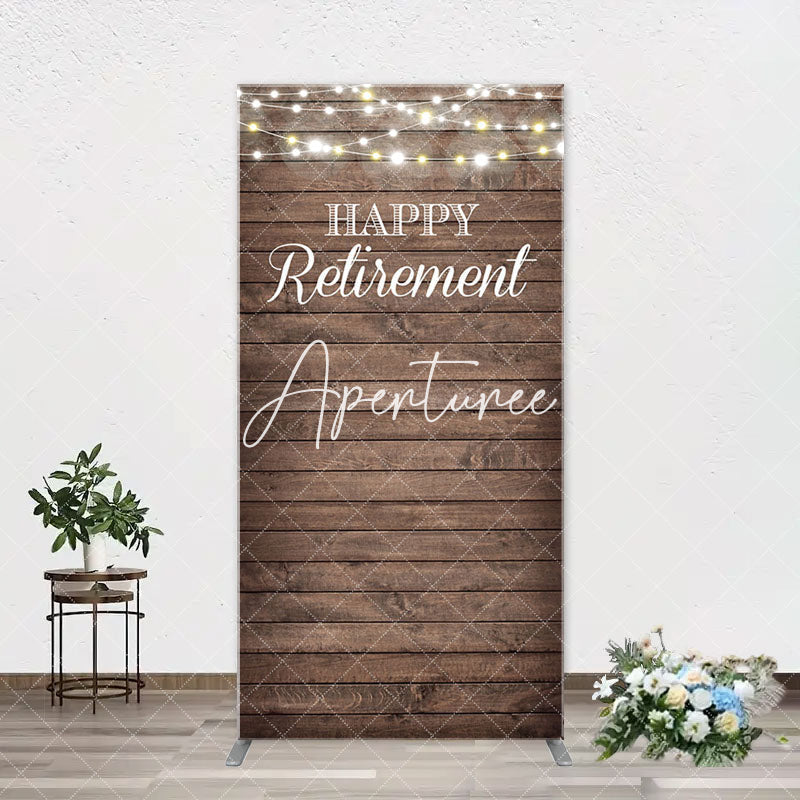 Aperturee - Rustic Brown Wood Light Arch Retirement Backdrop