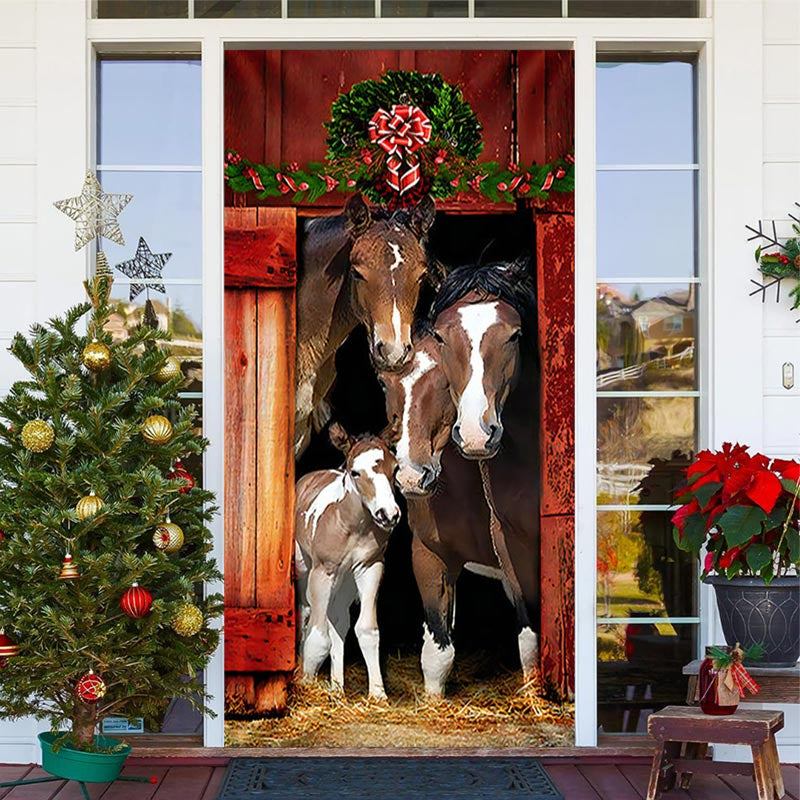 Aperturee - Rustic Farm House Christmas Door Cover Decoration